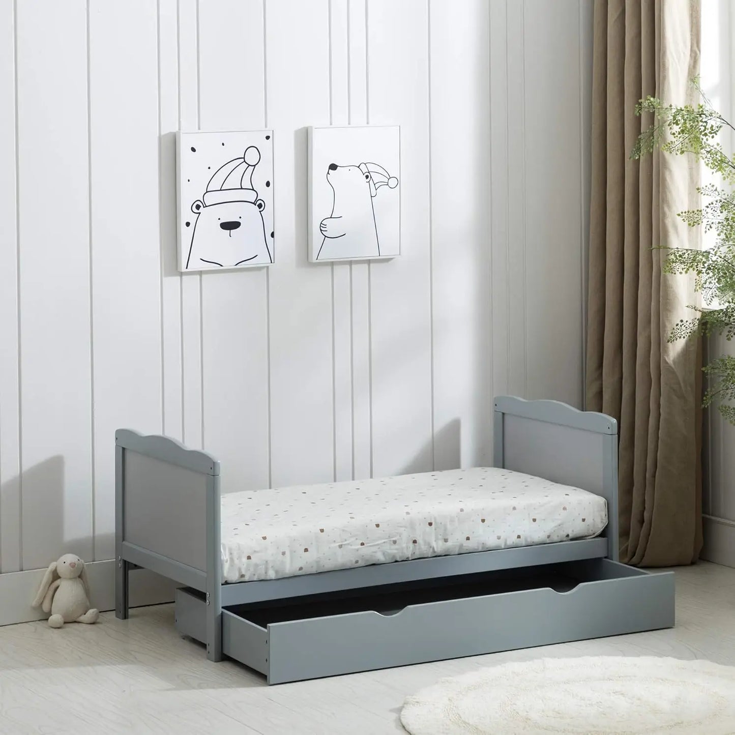 Bird_ Wooden Baby Cot Bed & Drawer