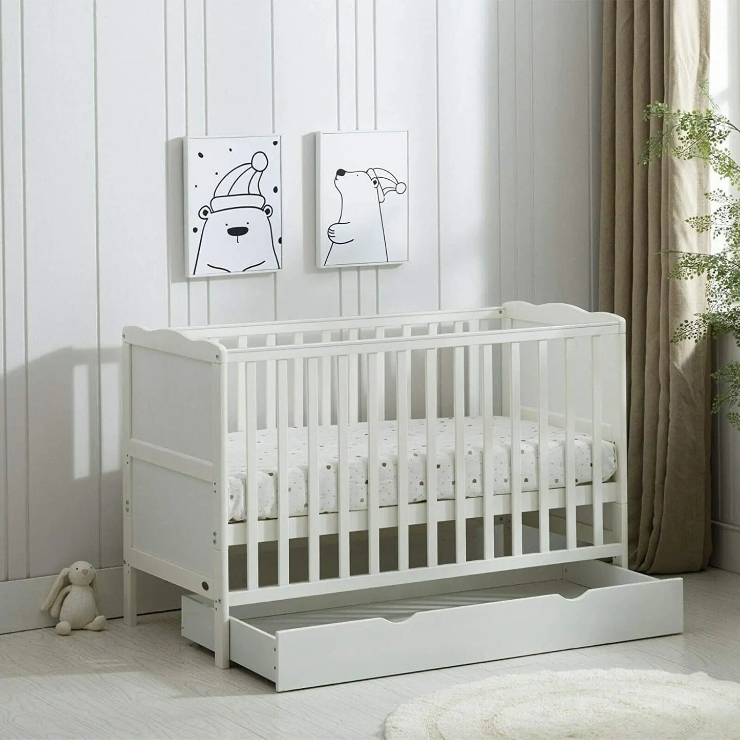 Bird_ Wooden Baby Cot Bed & Drawer