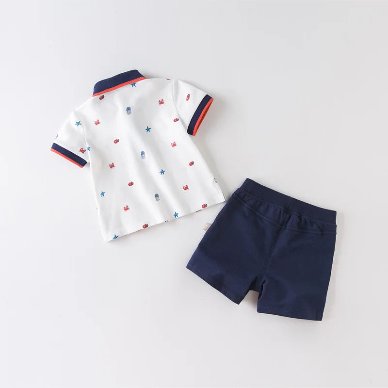 Bird_ summer baby boys fashion print pockets clothing 2 pcs set