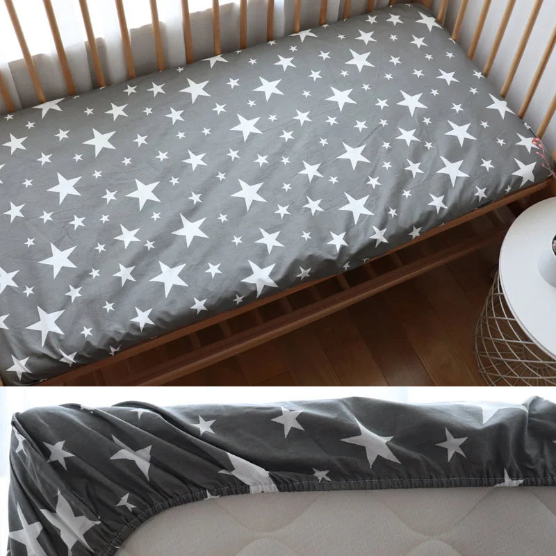 Little one_130x70cm 100% Cotton Baby Crib Fitted Sheet For Newborn