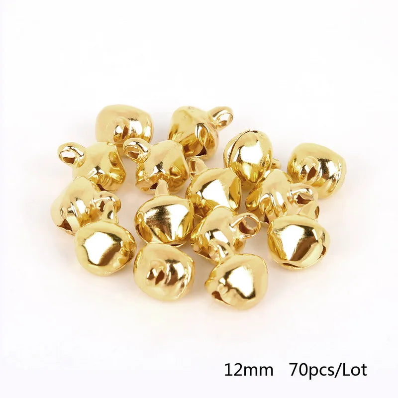 50-300Pcs Gold Jingle Bells Hanging Christmas Tree