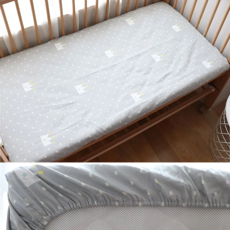 Little one_130x70cm 100% Cotton Baby Crib Fitted Sheet For Newborn