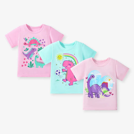 Little kid_ Children's Clothing 3PCS  Summer y Girls  T Shirts 2-7 Years