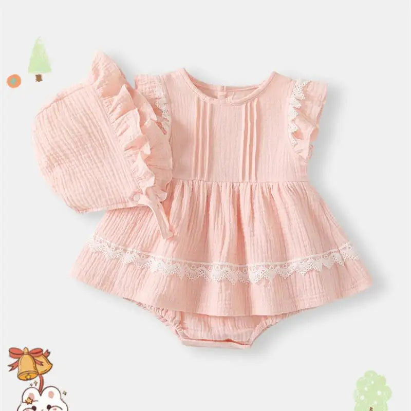 Baby Girl Lace Romper with hat