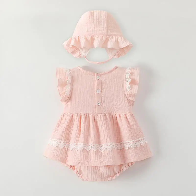 Baby Girl Lace Romper with hat