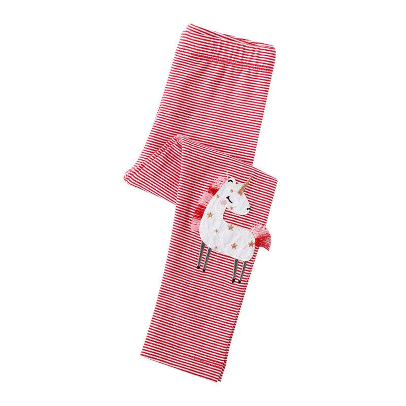 Bird_ New Girls Leggings Pants  Unicorns Embroidery Striped Children's Clothing Skinny