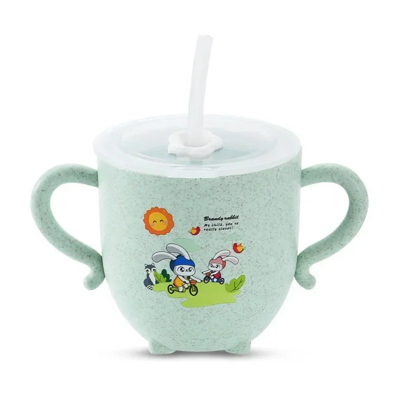 Bird_Baby Learning Water Cup Cartoon Elephant Shape Water Glass Leak-proof Baby Water Cup Bottle With Straws Children's Training Cup