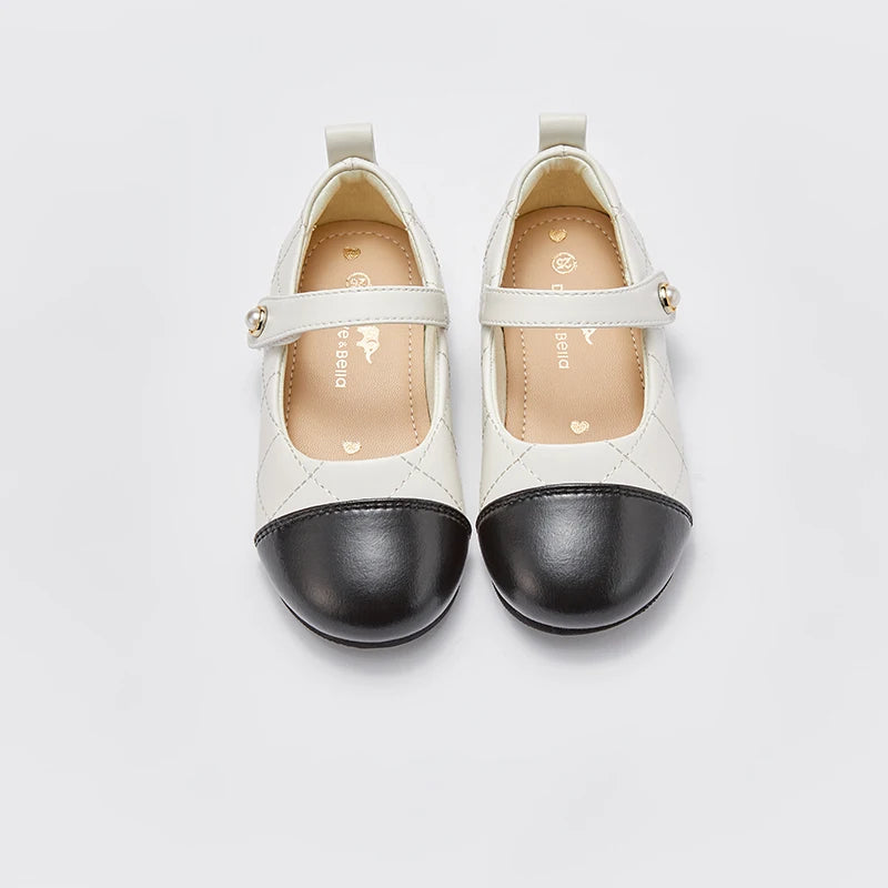 Joy_ Beige Children Leather Shoes for Girls Kids