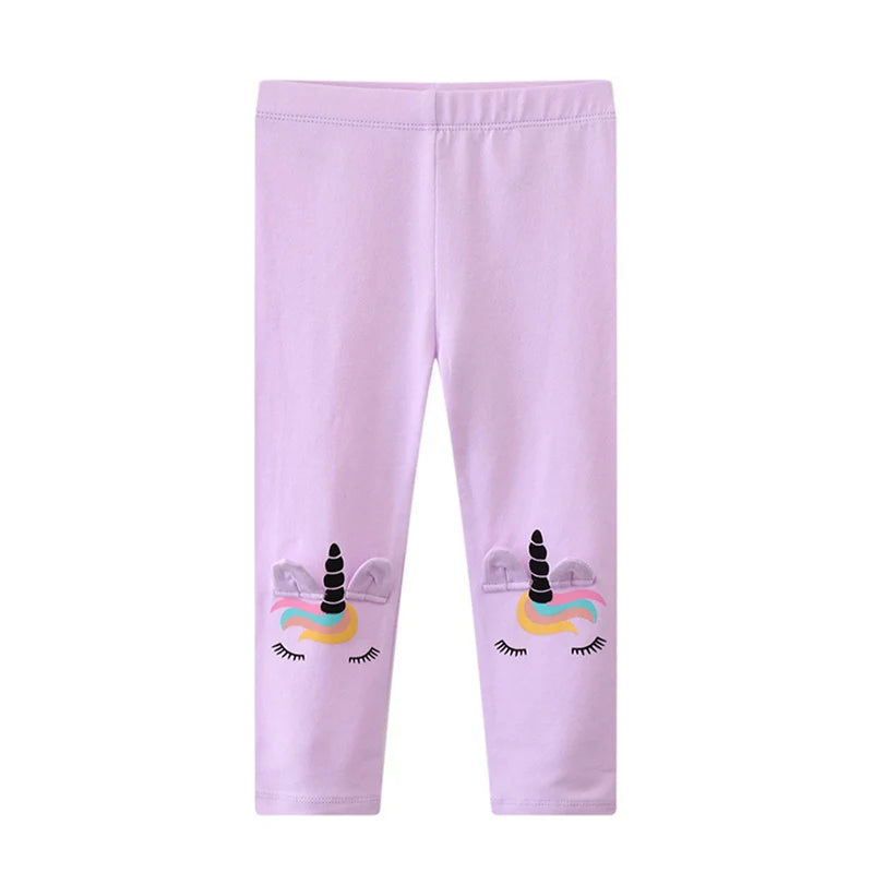 Bird_ New Girls Leggings Pants  Unicorns Embroidery Striped Children's Clothing Skinny