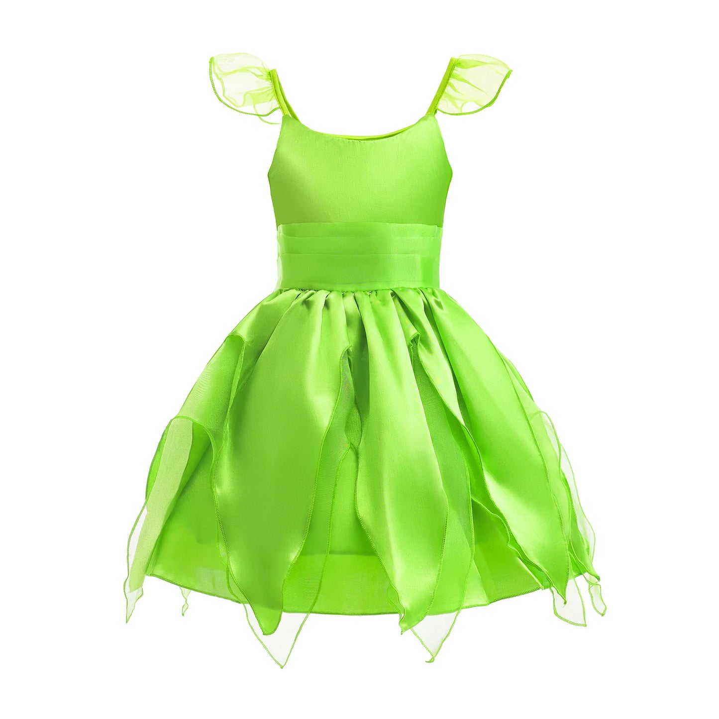 Bird_ Fairy Tinker Bell Dress for Girls Princess Costume Kids Cosplay Green Flower Fairy Elf Wings