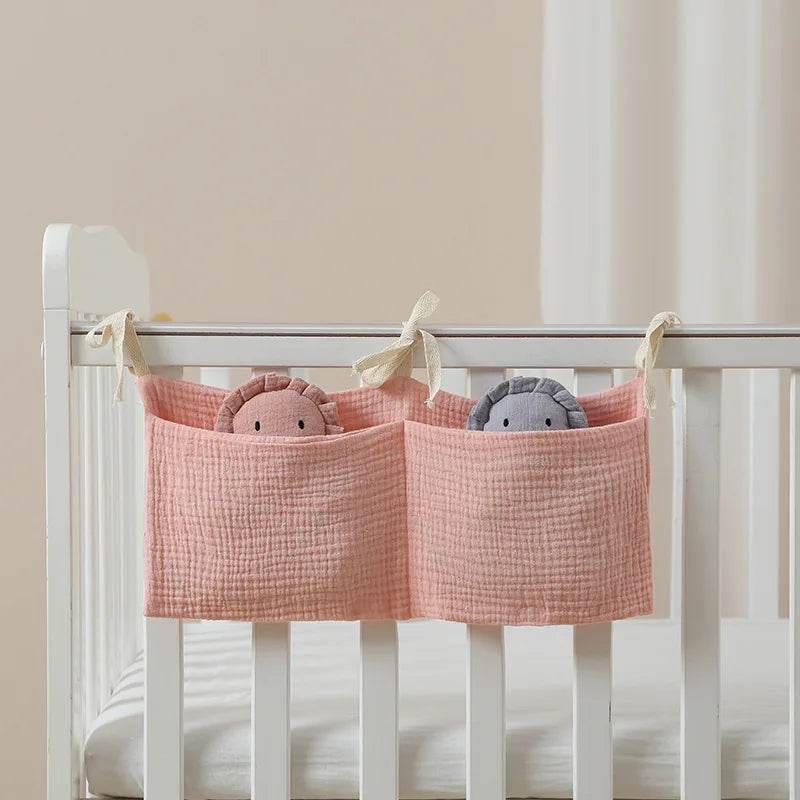 JOY_Baby Bedside Storage Bag Baby Crib Organizer Hanging Bag for Baby Multi-Purpose Newborn Bed Hanging Diaper Toy Tissue