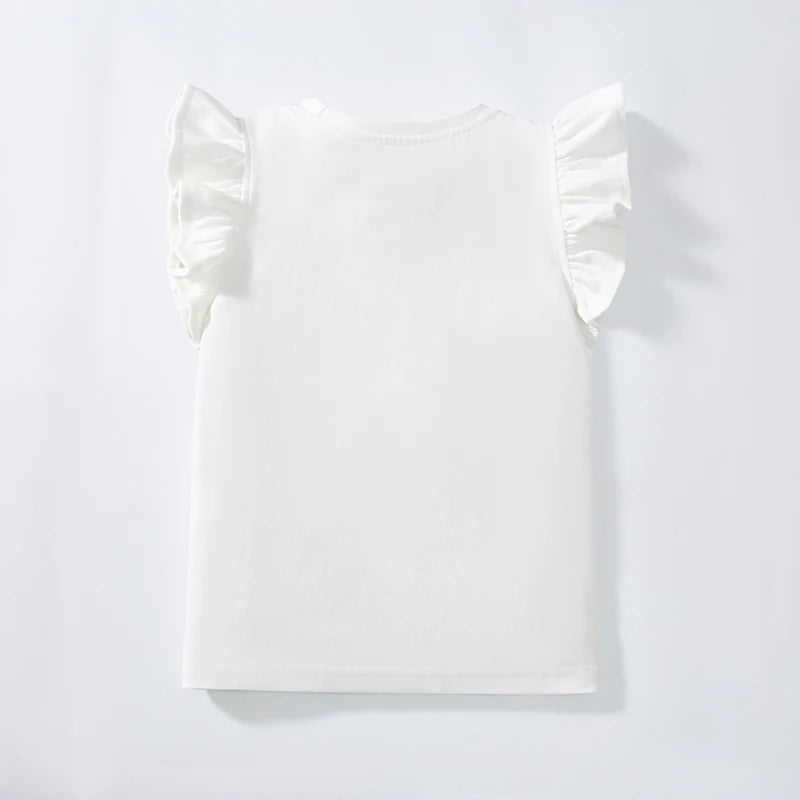 Little one_ Baby Girls Children's Clothing Summer Clothes Toddler Lotus Leaf SleeveCartoon Ballet T Shirts