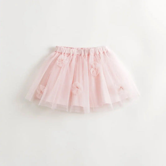 PRETTY_ Girls Floral Mesh Skirt Pleated Skirt Kids Skirt for Summer