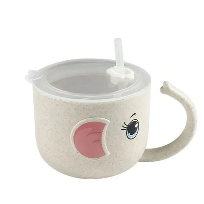 Bird_Baby Learning Water Cup Cartoon Elephant Shape Water Glass Leak-proof Baby Water Cup Bottle With Straws Children's Training Cup