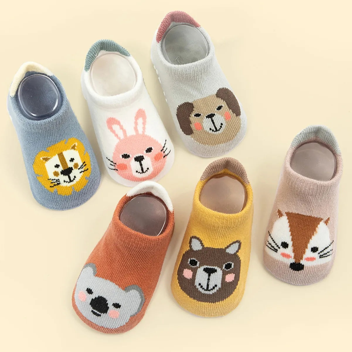 JOY_6 Pairs/Lot Cotton Baby Anti-slip Boat Socks For Boys& Girls Low Cut Floor Kids Toddler Sock With Rubber Grips For 0-5Years