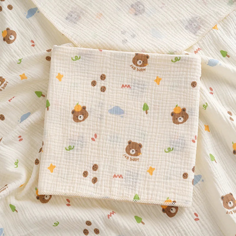 Joy_Cotton Muslin Cute Cartoon Printing Baby Swaddle Blanket