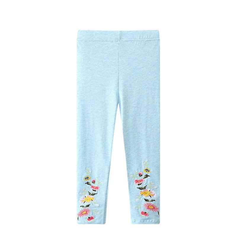 Bird_ New Girls Leggings Pants  Unicorns Embroidery Striped Children's Clothing Skinny