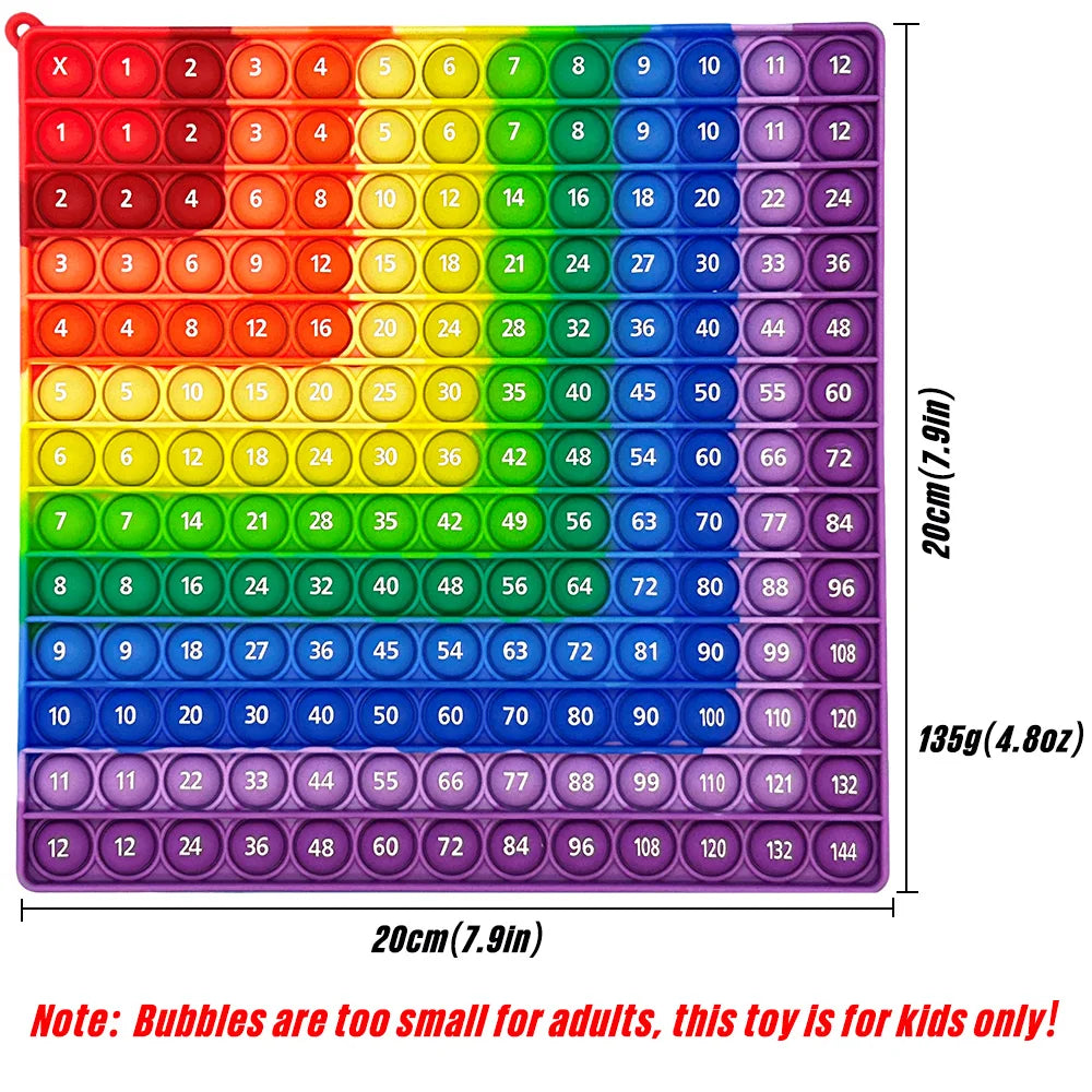 Colorful 12x12 Multiplication Push Bubble Fidget Pop Toys