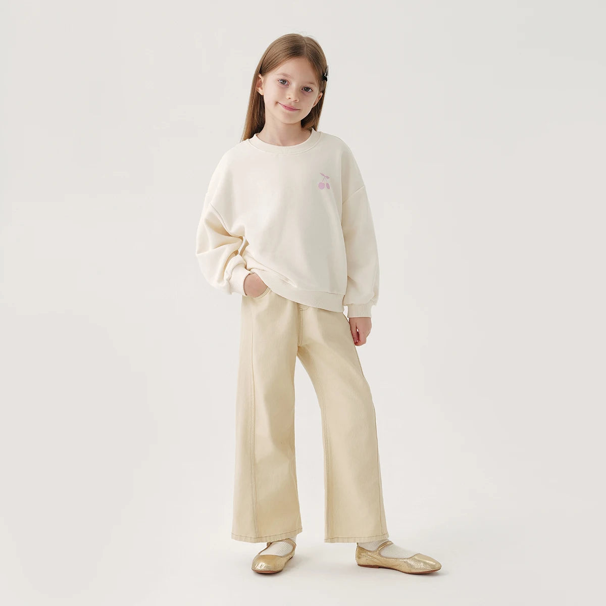 MARY_Girls French Crew Neck Loose Sweatshirt