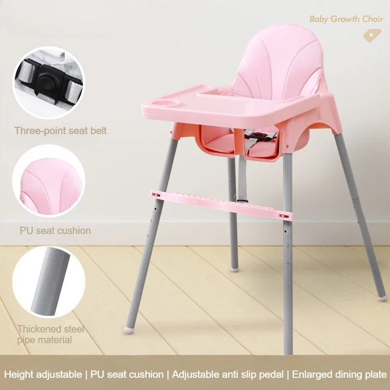 Lovely kid _Baby High Chair Adjustable Height Children Feeding Chairs with Removable