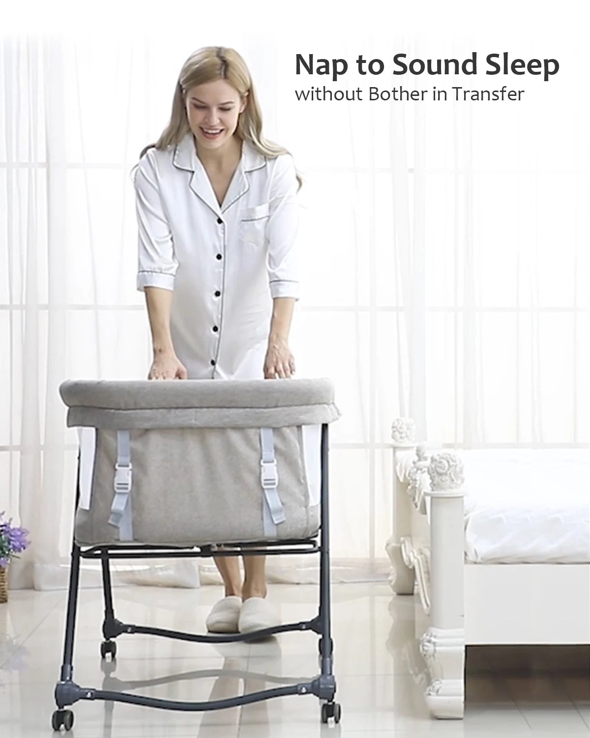 Joy_Baby Grab-and-go Travel Cot  with Mattress & Silent Wheels