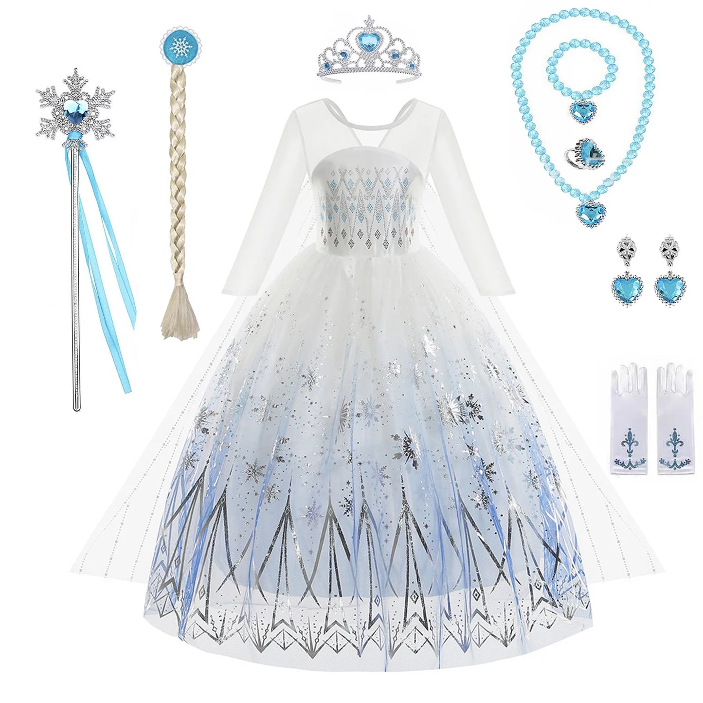 Little one_Disney Frozen 2 White Elsa Princess Dresses for Baby Girls