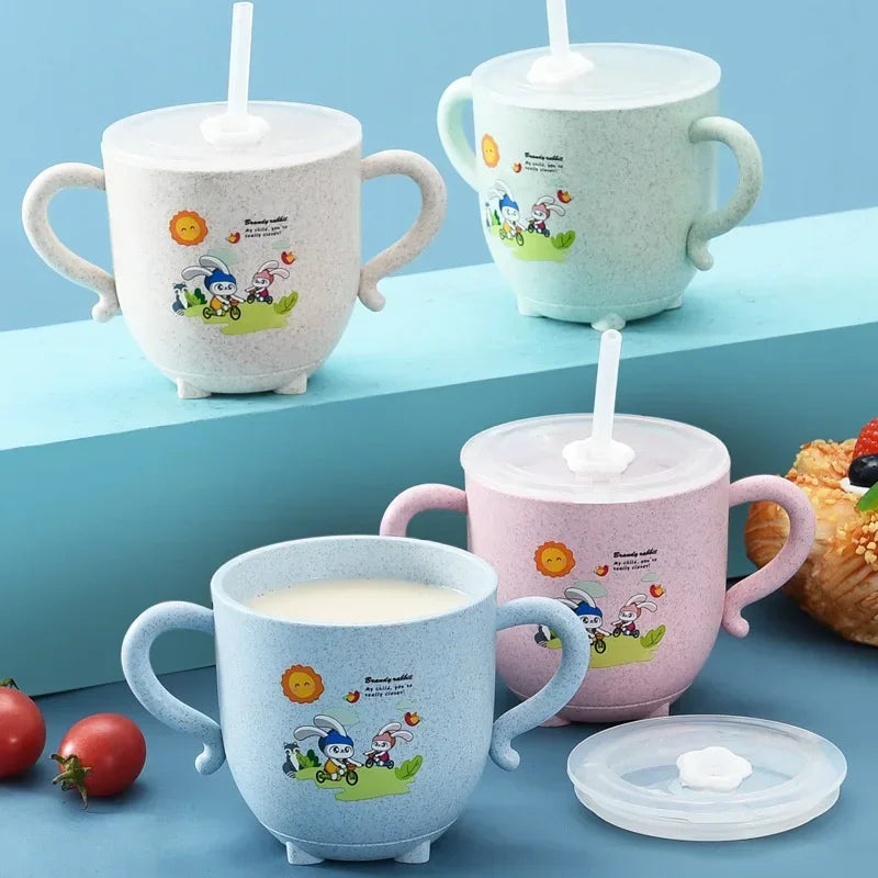 Bird_Baby Learning Water Cup Cartoon Elephant Shape Water Glass Leak-proof Baby Water Cup Bottle With Straws Children's Training Cup