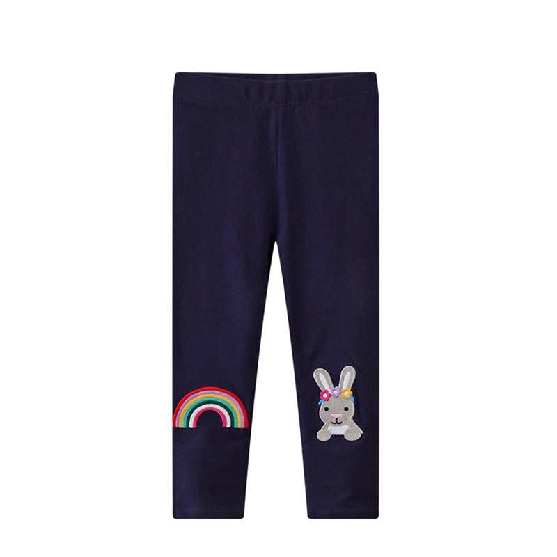 Bird_ New Girls Leggings Pants  Unicorns Embroidery Striped Children's Clothing Skinny