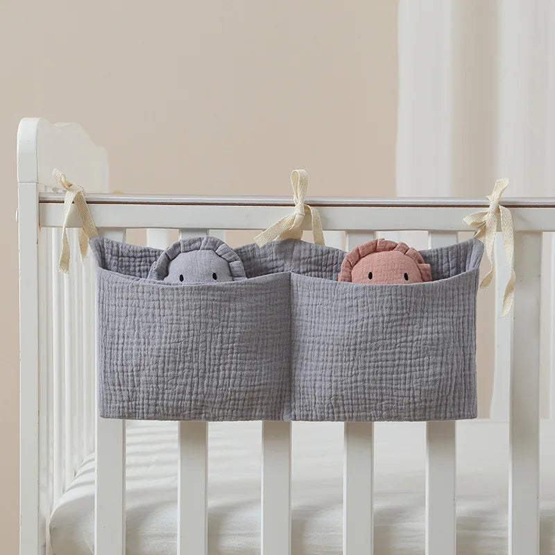 JOY_Baby Bedside Storage Bag Baby Crib Organizer Hanging Bag for Baby Multi-Purpose Newborn Bed Hanging Diaper Toy Tissue