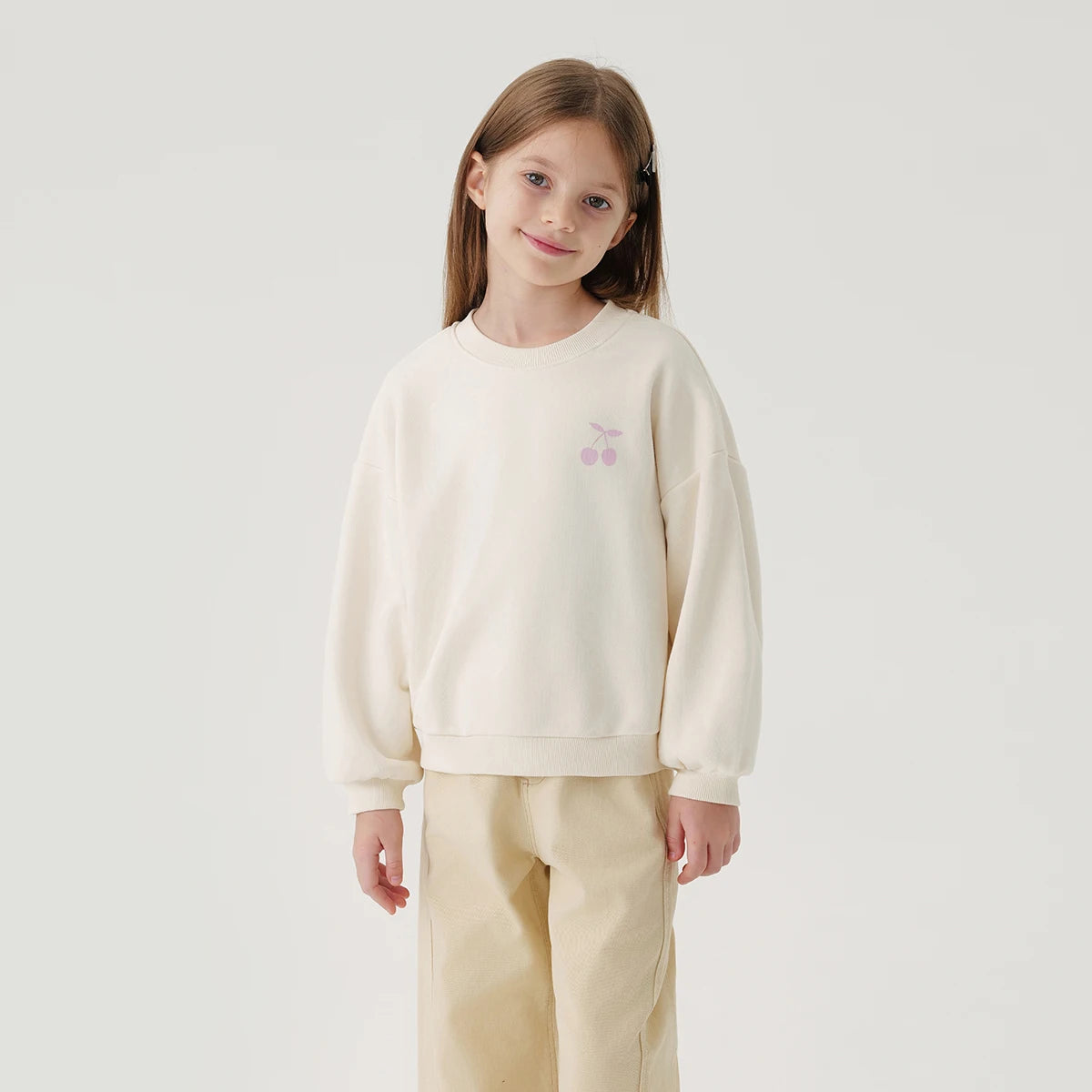 MARY_Girls French Crew Neck Loose Sweatshirt