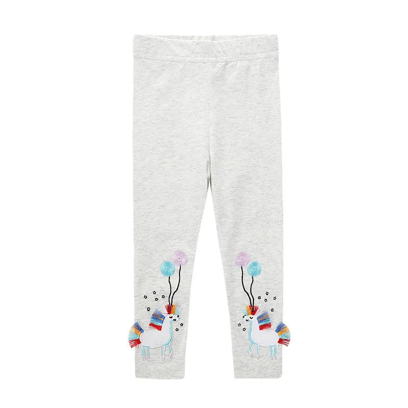 Bird_ New Girls Leggings Pants  Unicorns Embroidery Striped Children's Clothing Skinny