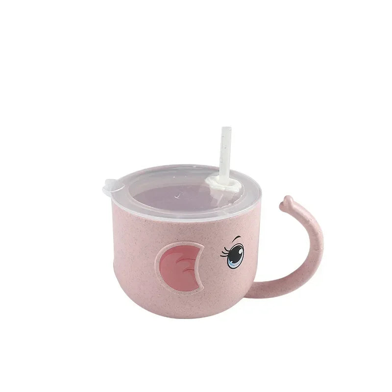 Bird_Baby Learning Water Cup Cartoon Elephant Shape Water Glass Leak-proof Baby Water Cup Bottle With Straws Children's Training Cup