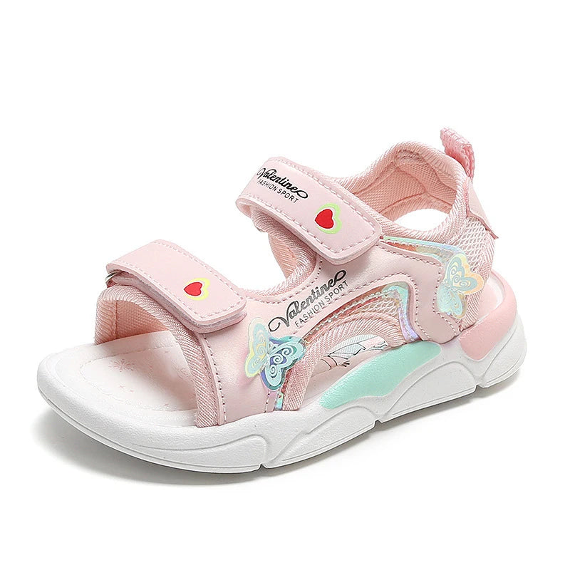 Little one_Girls Sandals Gladiator Cartoon Sweet Soft Children Beach Shoes