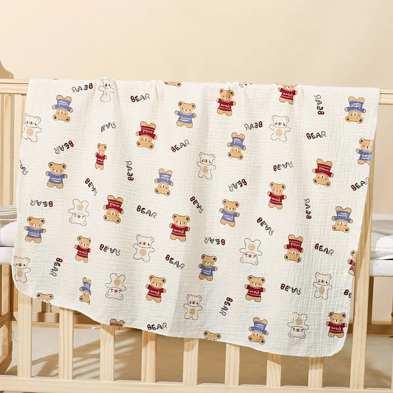 Joy_Cotton Muslin Cute Cartoon Printing Baby Swaddle Blanket