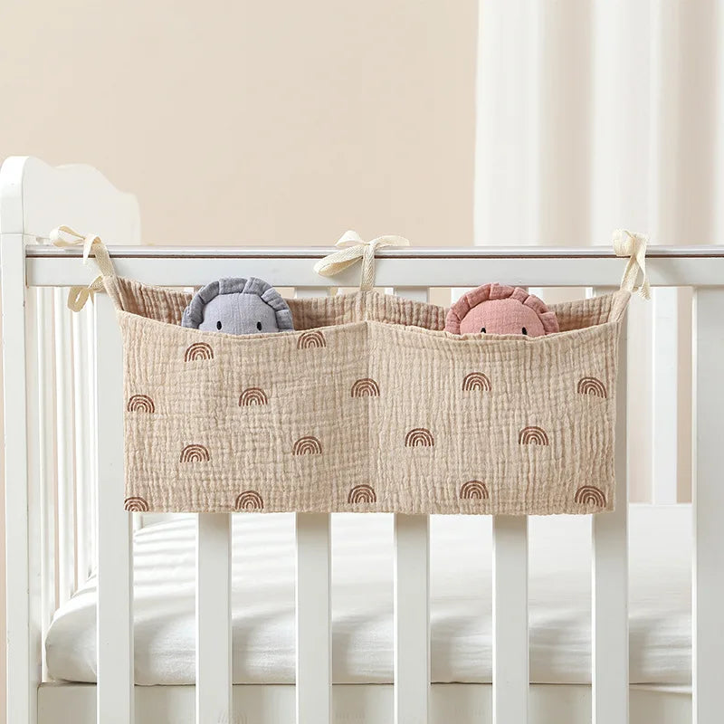 JOY_Baby Bedside Storage Bag Baby Crib Organizer Hanging Bag for Baby Multi-Purpose Newborn Bed Hanging Diaper Toy Tissue