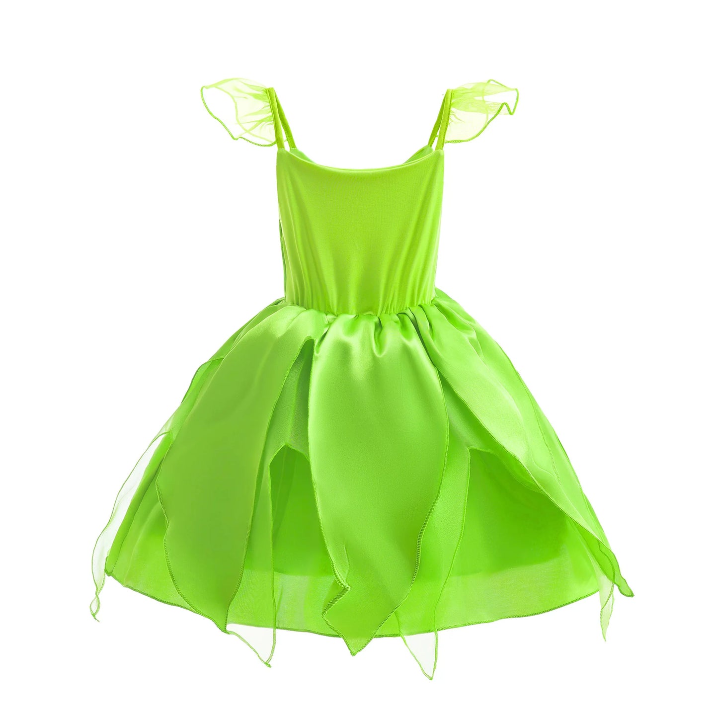 Bird_ Fairy Tinker Bell Dress for Girls Princess Costume Kids Cosplay Green Flower Fairy Elf Wings