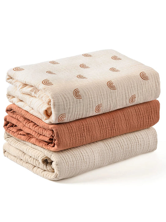 Bird_3PCS/set Soft Breathable Newborn Baby Receiving Blanket