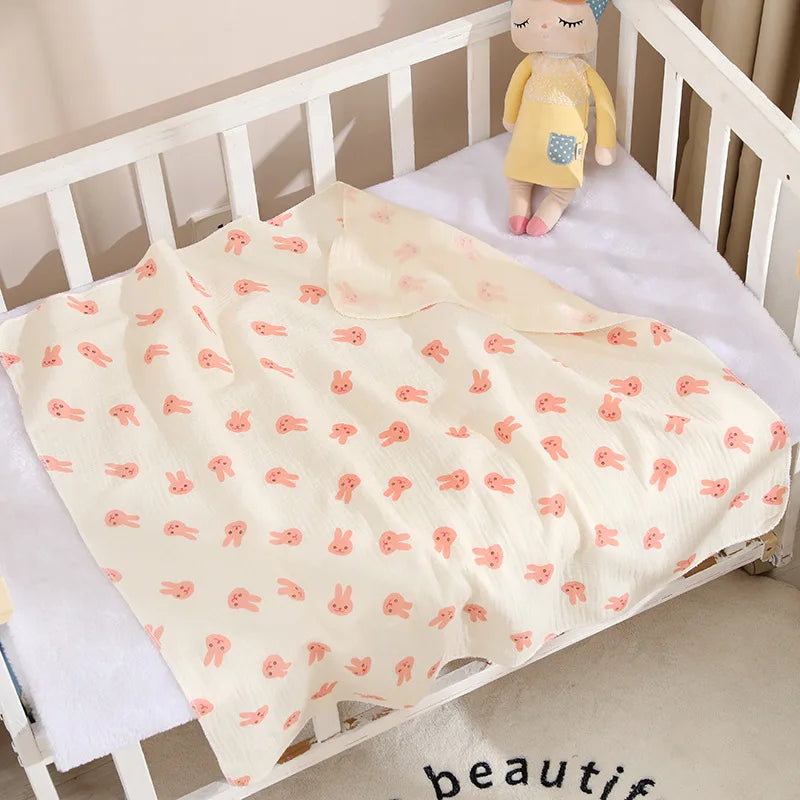 Joy_Cotton Muslin Cute Cartoon Printing Baby Swaddle Blanket