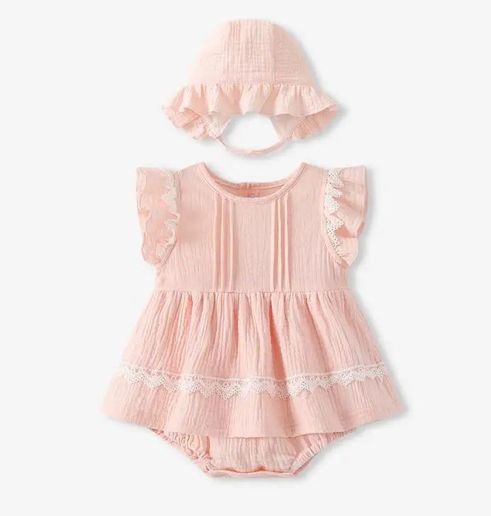 Baby Girl Lace Romper with hat