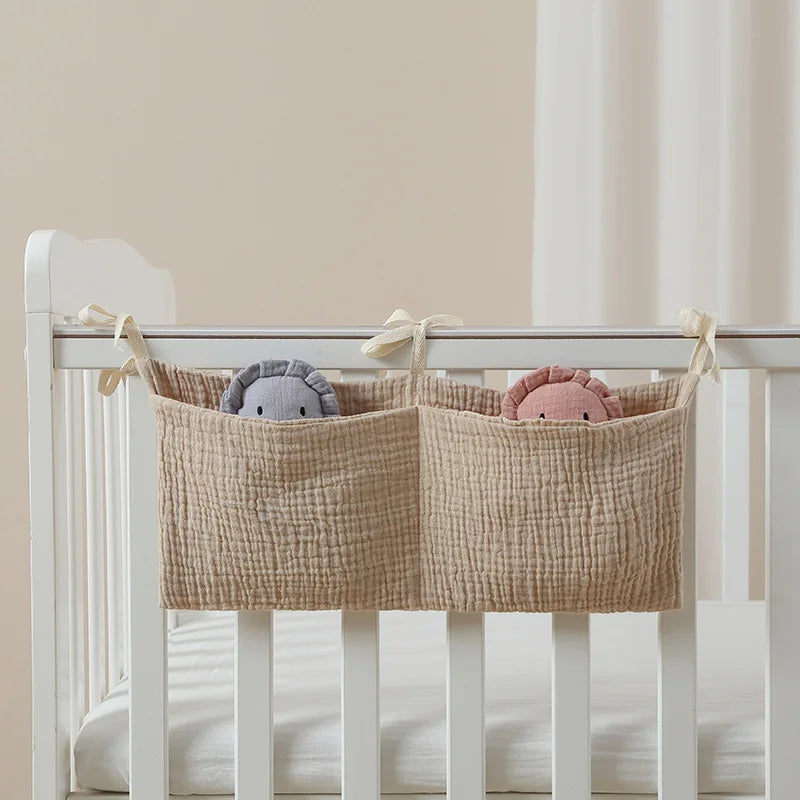 JOY_Baby Bedside Storage Bag Baby Crib Organizer Hanging Bag for Baby Multi-Purpose Newborn Bed Hanging Diaper Toy Tissue