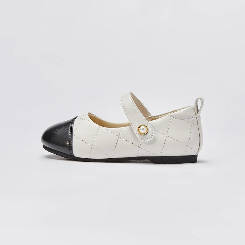 Joy_ Beige Children Leather Shoes for Girls Kids
