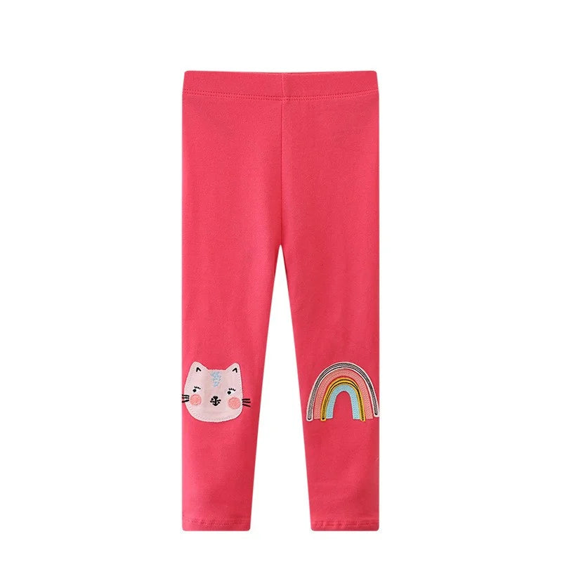 Bird_ New Girls Leggings Pants  Unicorns Embroidery Striped Children's Clothing Skinny
