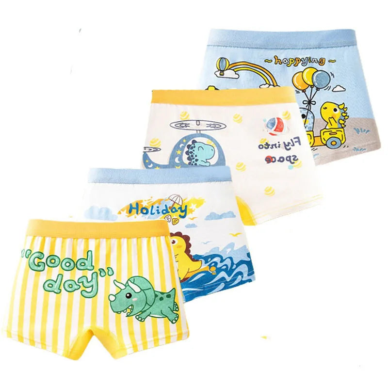 Bird_4 Pcs/Lot Children Panties Cotton Underwear For Boys 3-14 Years