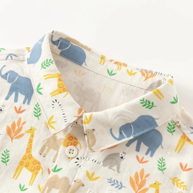Labella_ Animal Print shirt For Kid Clothes 100% Cotton