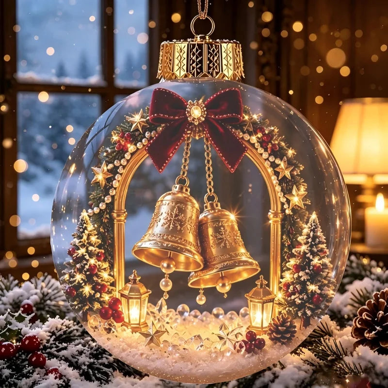 3D Christmas Snow Globe Ornament Xmas Tree Santa Snowman