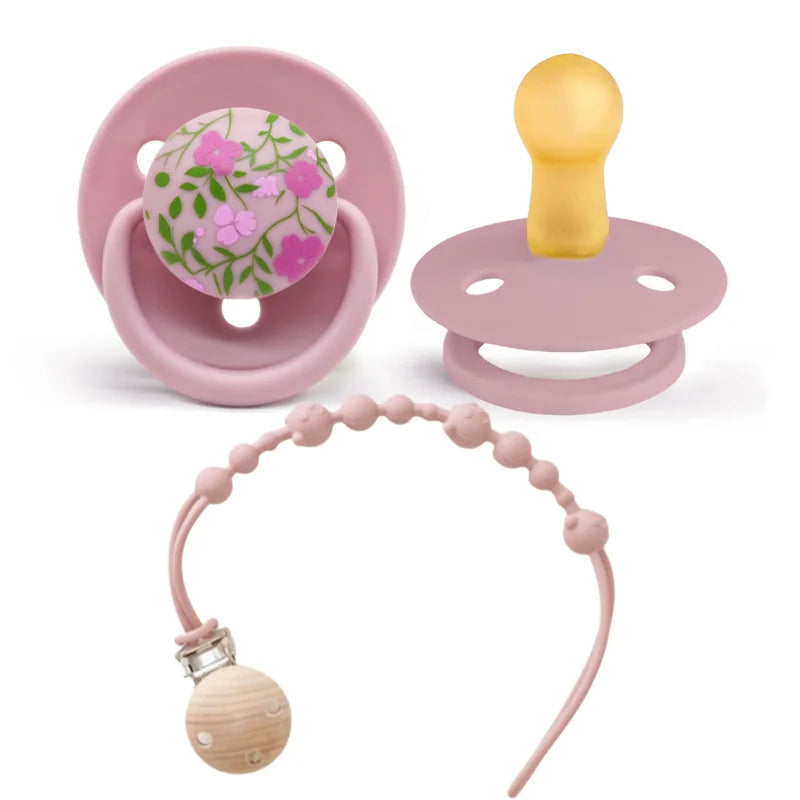 Little one
0-36 months macaron color baby silicone pacifier + pacifier chain