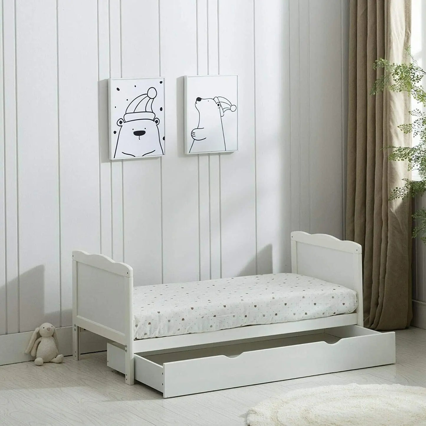 Bird_ Wooden Baby Cot Bed & Drawer