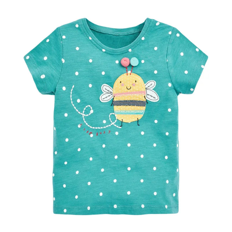 Little one_  Lovely Rabbit Summer Blue Short Sleeves T-shirt