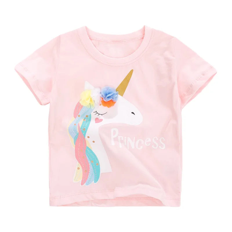 Little one_  Lovely Rabbit Summer Blue Short Sleeves T-shirt