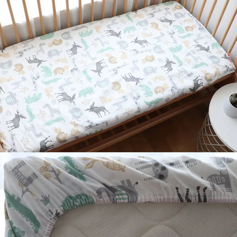 Little one_130x70cm 100% Cotton Baby Crib Fitted Sheet For Newborn